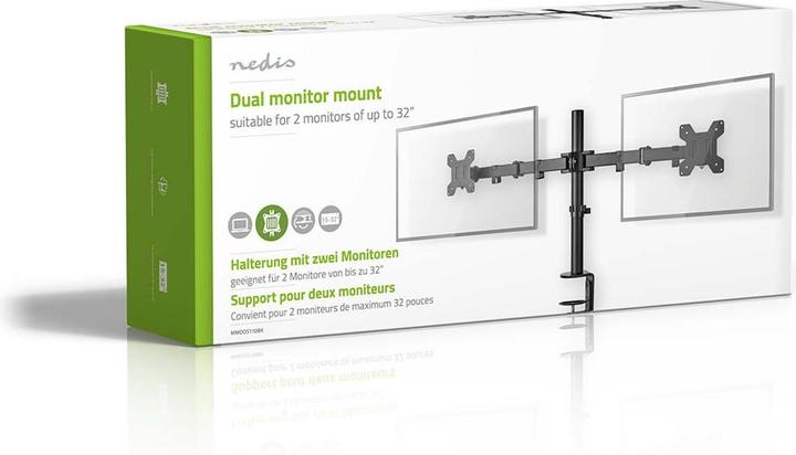 Produktbild Nedis Schreibtisch Monitorhalterung | 2 Bildschirm(e) | 15 - 32 " | 75x75 / 100x100 | Vollbeweglich (Tisch, 32")