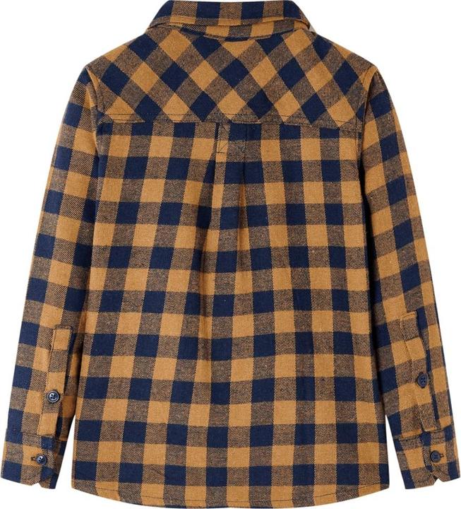 Actual product image VidaXL Children's shirt checked pattern cognac and blue 116,Material: 80 (116)