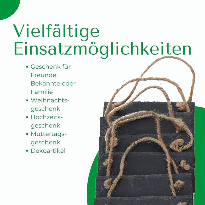 Produktbild Novaliv Schiefertafel zum Aufhängen mit Juteband Memotafel Kreidetafel Wandeko (1, 8 cm Tafel) (Wandtafel, 12 x 8 cm)