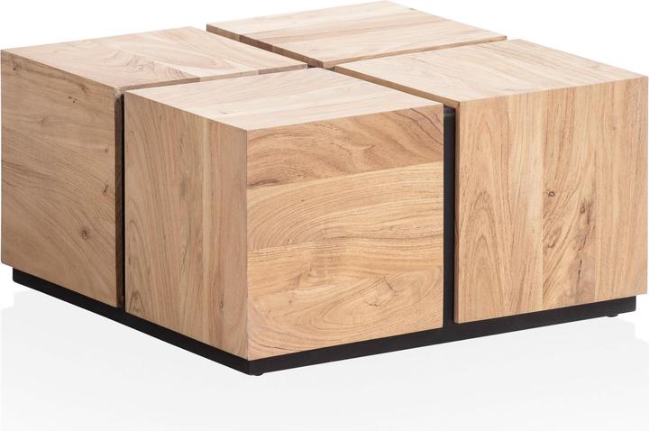 Produktbild FineBuy Couchtisch Sofatisch Akazie Massivholz 62 cm Quadratisch Wohnzimmertisch (62 x 62 x 33 cm)