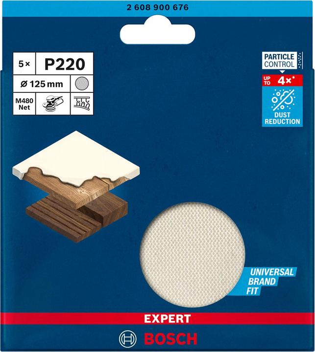 Produktbild Bosch Professional Zubehör EXPERT M480 Schleifnetz für Exzenterschleifer, 125 mm, G 220, 5 Stück (P220)
