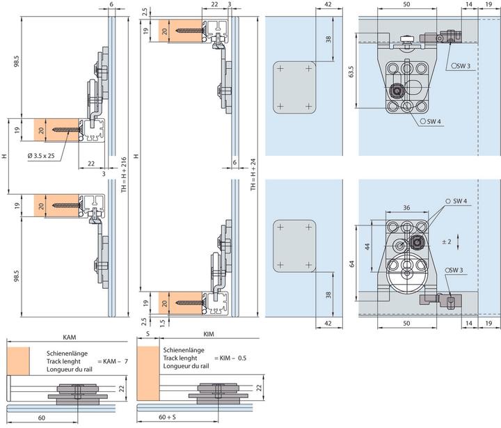 Produktbild HAWA Schiebetürbeschläge -REGAL B 25 H/SP, Forslide
