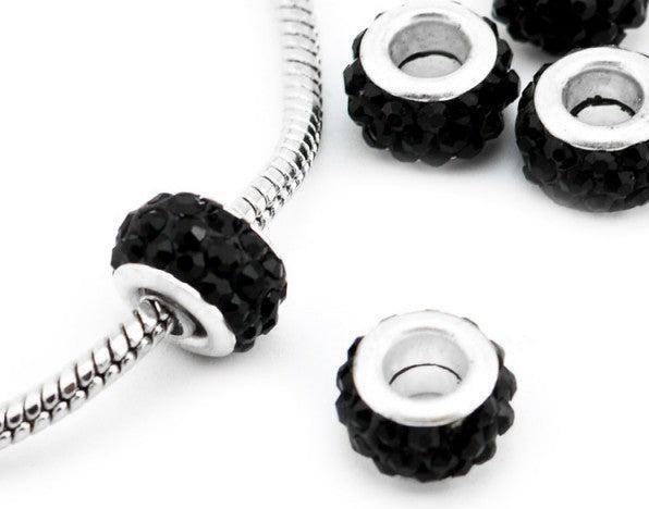 Immagine prodotto Hermex Perlina di strass placcata argento 925 - Nero argenteo (Argento 925, Robusta lega metallica)