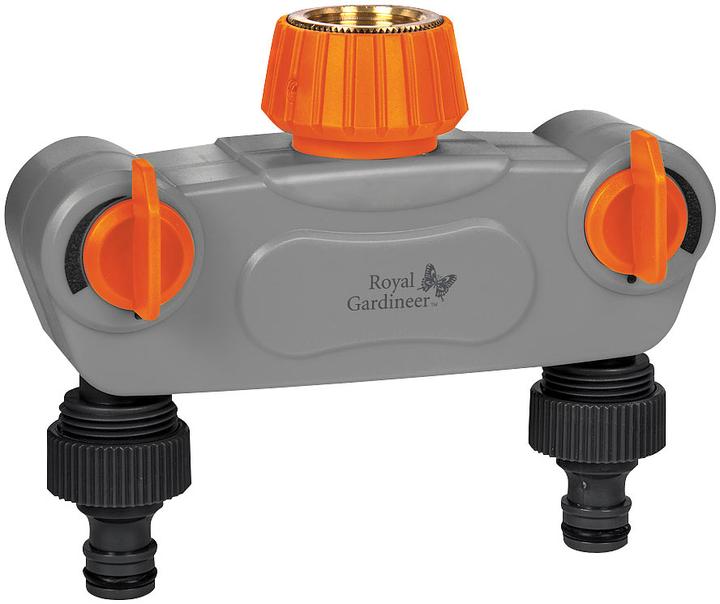 Produktbild Royal Gardineer Regulierbarer 2-fach-Garten-Wasserverteiler (2 Wege Verteiler)