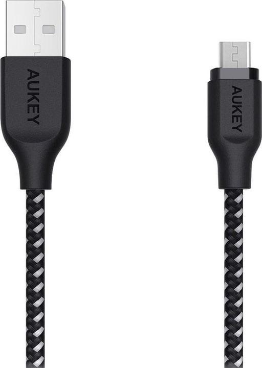 Immagine prodotto Aukey CB-AM2 Cavo USB 2.0 Micro USB intrecciato da 2 m nero/bianco (2 m, USB 2.0)