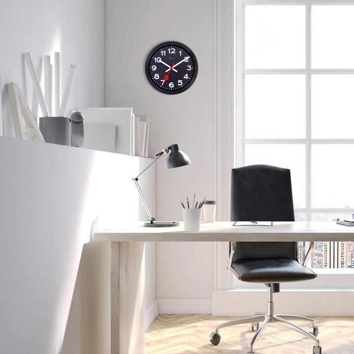 Produktbild Nextime Wanduhr Station Ø 35 cm, Schwarz, Form: Rund (35 cm)