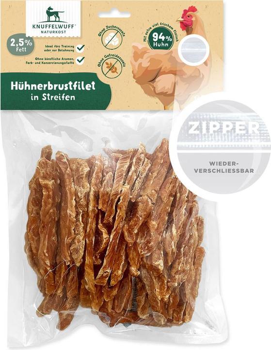 Actual product image Knuffelwuff Snack Hühnerbrust-Streifen 500 g, Snackart: Leckerli (500 g)