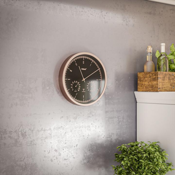 Produktbild Mebus Funkwanduhr mit Thermo-Hygrometer (25 cm)