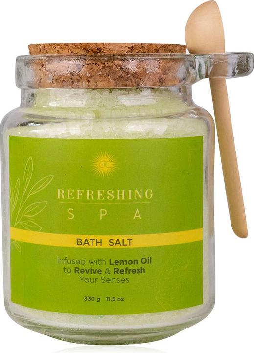 Accentra Bath salt REFRESHING SPA in glass incl. wooden spoon, 330g, enriched with lemon oil, fragrance: (Bath salts)