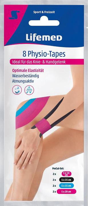 Produktbild Lifemed Physio-Tapes für Knie & Hand, 8 Stück in 3 Grössen, 2er-Set (0.20 m)
