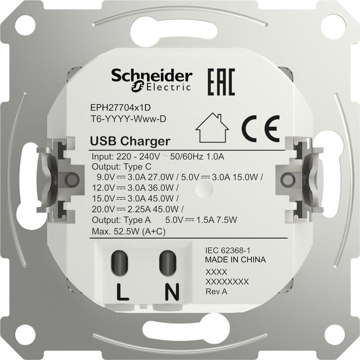 Image du produit Schneider Electric Prise USB Asfora Blanc (brillant) EPH2770421D