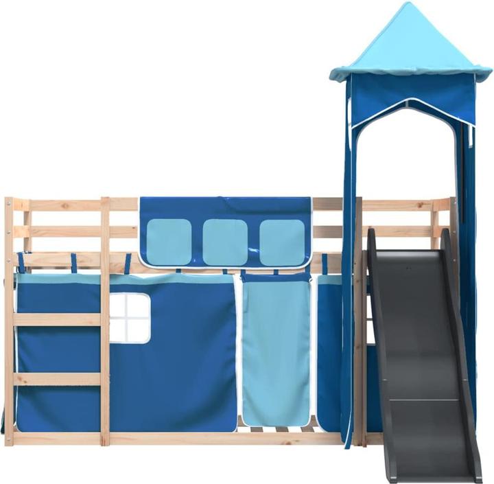 Immagine prodotto VidaXL Letto a castello con scivolo e tende (90 x 200 cm)