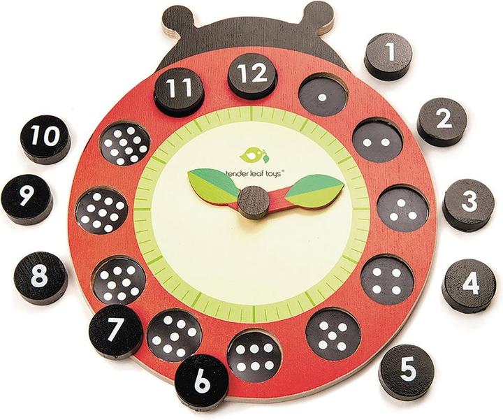 Image du produit Tender Leaf Toys Horloge d'apprentissage coccinelle (Allemand, Français, Italien, Anglais)