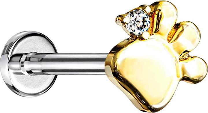 Immagine prodotto Star Piercing Labret micro senza fili zampa d'argento cristallo placcato oro argento (Acciaio chirurgico 316L, Ottone)
