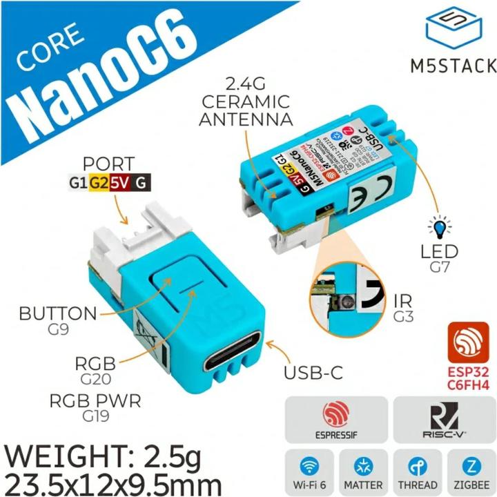 Image du produit M5Stack M5NanoC6 ESP32-C6 Dev Kit