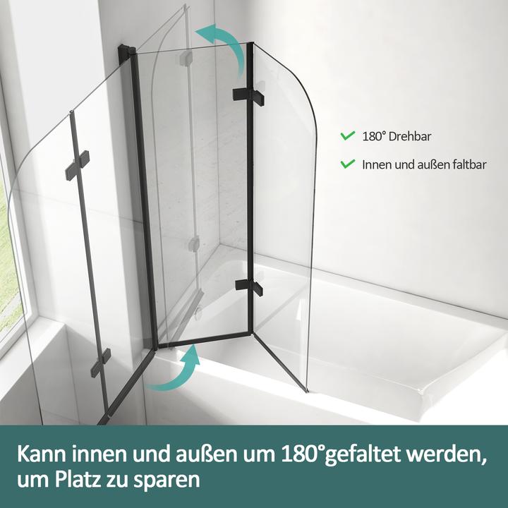 Immagine prodotto Emke Paravento per vasca da bagno 110x140cm, paravento in vetro pieghevole a 2 pannelli, facile da (110 cm, 110 cm, 140 cm)