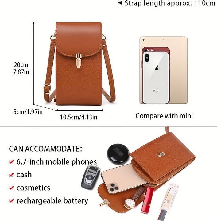 Image du produit Only-Bags.Store Étui pour téléphone portable en cuir véritable, sac à bandoulière, sac à bandoulière, 8 fentes pour