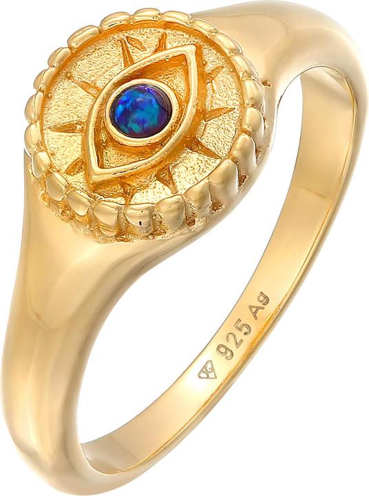 Produktbild Elli Ring Siegelring Evil Eye Blue synthetischer Opal 925 Silber (56, 925 Silber)