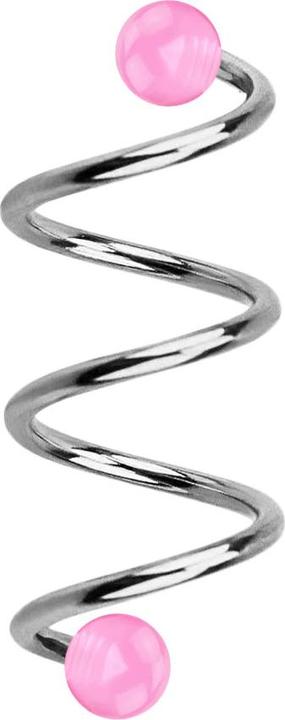 Produktbild Star Piercing Micro Spirale silber mit zwei Kugeln pink transparent (ohne Messing, Chirurgenstahl 316L)