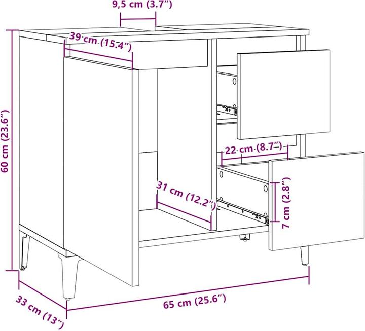 Image du produit VidaXL Meuble sous lavabo (65 x 33 x 60 cm)