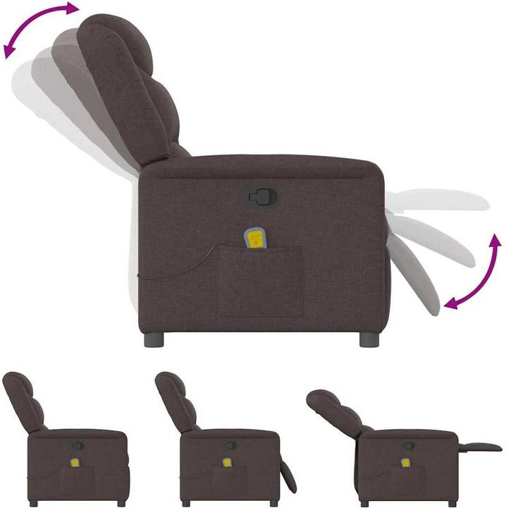 Immagine prodotto VidaXL Poltrona massaggiante in tessuto marrone scuro Poltrona massaggiante TV