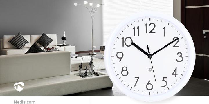 Immagine prodotto Nedis Orologio da parete - Diametro: 220 mm - Plastica - Bianco (22 cm)