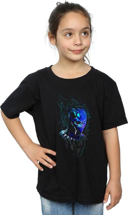 Produktbild Mädchen Black Panther Neon Maske Baumwoll TShirt (140, 146)