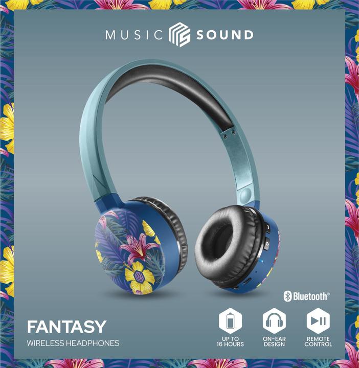 Image du produit Music Sound Music+Sound FANTASY Écouteurs Bluetooth turquoise/rouge on-ear Softtouch max.20h 1 (pas de réduction du bruit, 16 h, Sans fil)