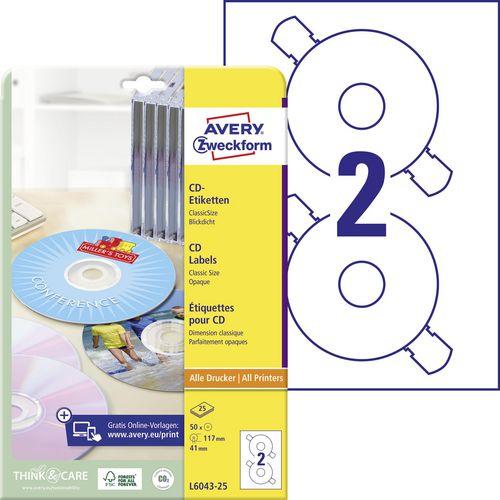 Actual product image Avery Dennison Labels Zweckform L6043-25, CD/DVD, ClassicSize, white, pk. 25 pcs.
