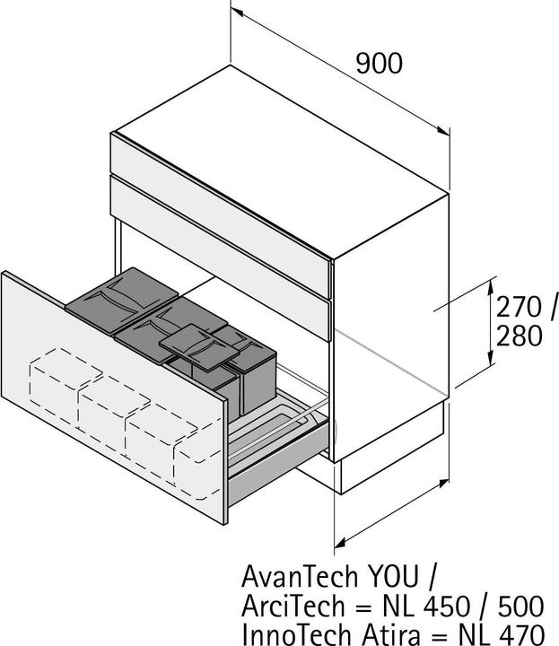 Actual product image Hettich Systèmes de tri des dèchets Bin.it Flex (35 l)