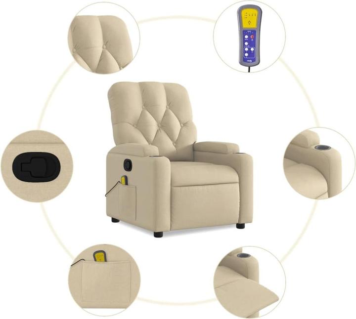 Actual product image VidaXL Massage chair cream fabric,Colour: Cream,Material: Fabric (100