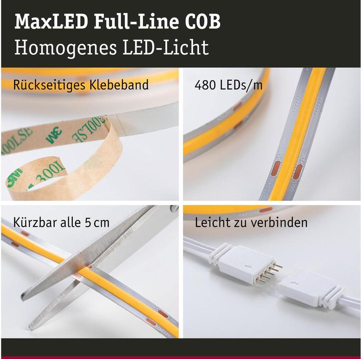 Immagine prodotto Paulmann MaxLED 1000 Set di strisce COB a linea intera (Bianco caldo, 150 cm, Interno)