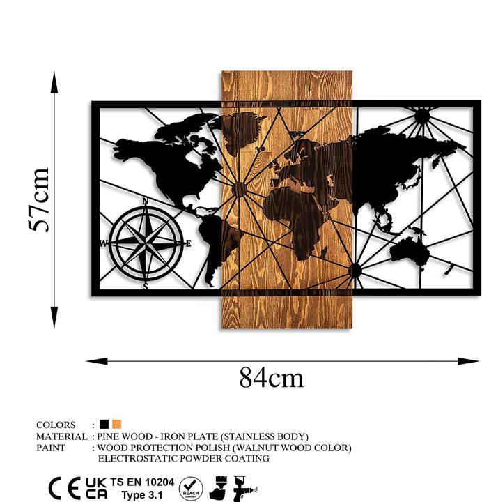 Actual product image Wallxpert Worldview Wooden Wall Accessory