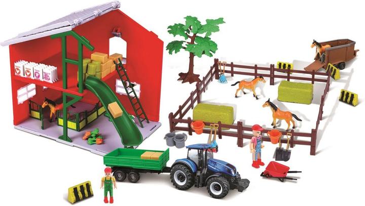 Produktbild Bburago Pferdestall mit Traktor