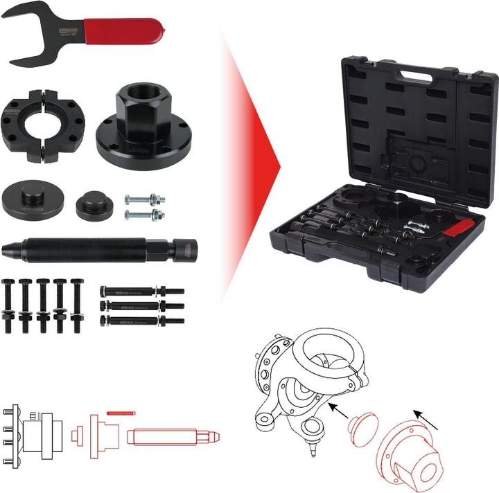 Actual product image KS Tools Wheel bearing tool kit for Ford Transit, 17 pcs
