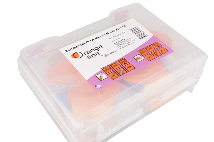 Actual product image Orange-Line Poleyster lashing strap set 25 mm in case
