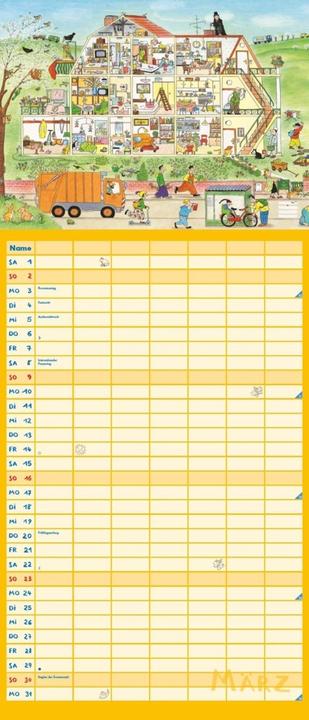 Produktbild Wimmlingen 2025 – Mega-Familienkalender mit 7 Spalten – Mit 2 Stundenplänen und Ferientabelle – (30 x 70 cm, Harter Einband, Deutsch)