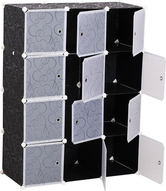 Image du produit Swisshandel24 Penderie DIY Système d'étagères Étagère enfichable Cube Penderie avec tringle à vêtements 2 + 6 (111 x 47 x 145 cm)
