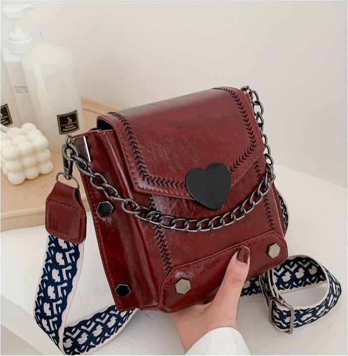 Produktbild Only-Bags.Store Retro Mini Crossbody Bag, Mode Öl PU Leder Handytasche, Nieten Dekor Quadrat Geldbörse