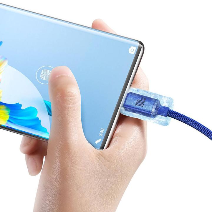Produktbild Baseus Crystal Shine Series Fast Charging Data Cable USB to Type-C 100W 2m Blue (2 m, USB 2.0)