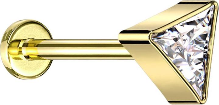Produktbild Star Piercing Micro Threadless Labret vergoldet dreieck vergoldet Kristall silber (Titan G23, ohne Messing)
