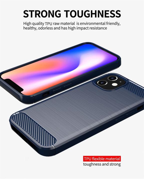 Actual product image Cadorabo TPU Ultra Slim carbon stainless steel Combi Cover (Apple iPhone 12 mini)