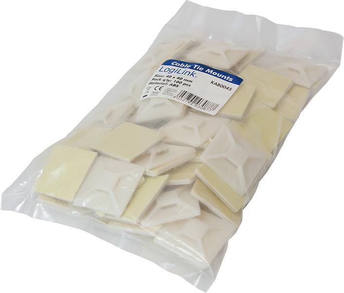 Produktbild LogiLink Kabelbinderhalterungen, selbstklebend, Kabelbinderaufnahme: (Kunststoffkabelbinder, 40 mm, 100 Stk.)