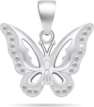 Brilio Silver - Charming silver pendant with zircons Butterfly PT75W