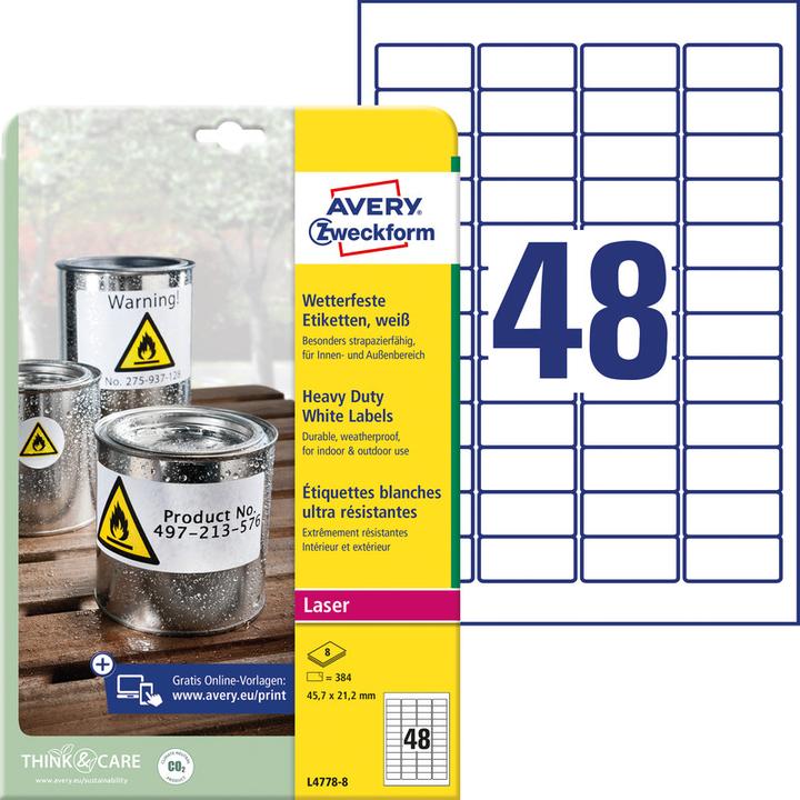 Actual product image Avery Weatherproof film labels