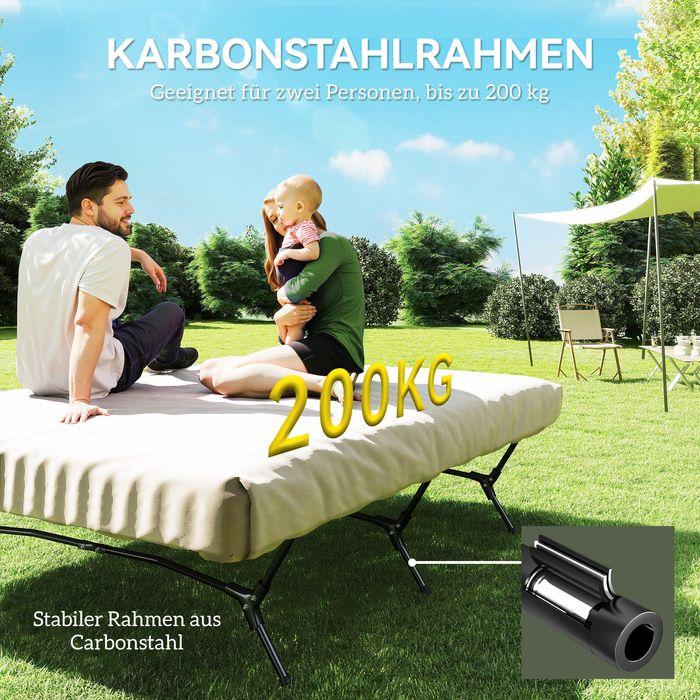 Image du produit Swisshandel24 Feldbett Campingbett mit Luftmatratze Pumpe 200 x 153 cm belastbar bis 200 kg