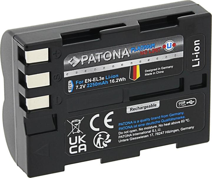 Image du produit Patona Platinum Accumulateur Nikon EN-EL3E USB-C (Batterie)