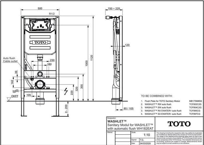 Actual product image TOTO Pre-wall element for WASHLET with automatic flush
