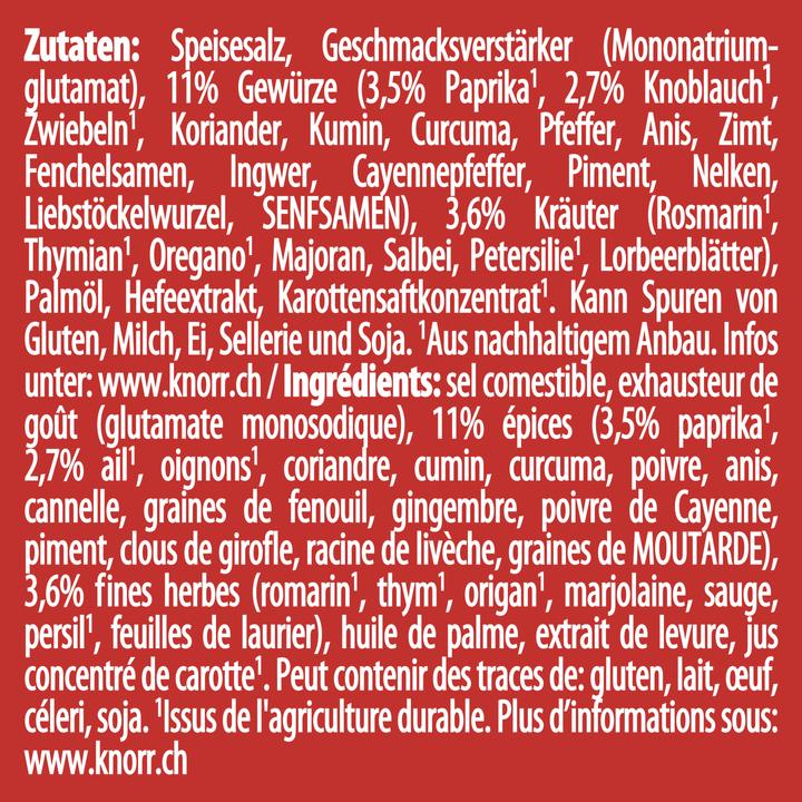Nährwerte und Zutaten Knorr Aromat (116 g)