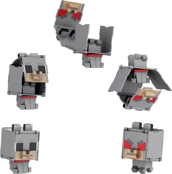 Actual product image Mattel MINECRAFT FLIPPIN' FIGS Hostile Wolf + Tamed Wolf